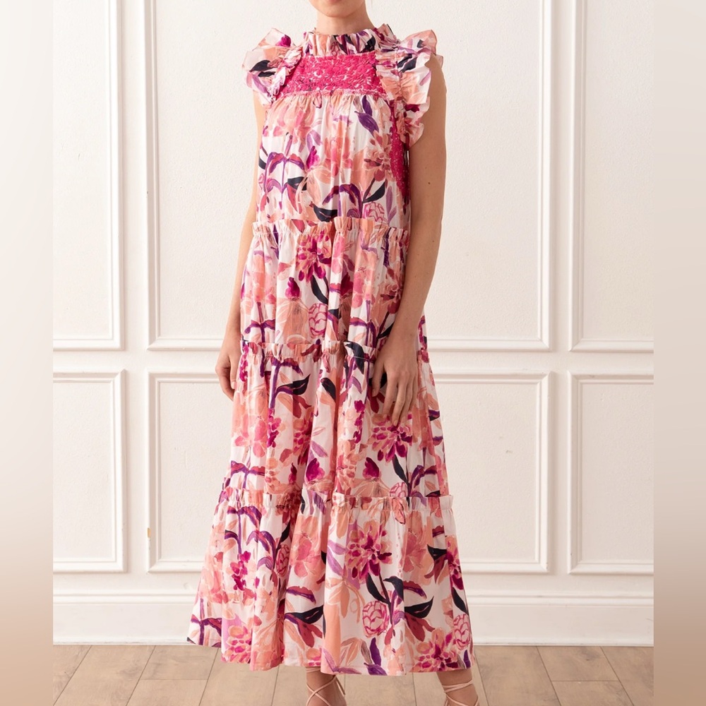 Mi Golondrina Pink Sleeveless Maxi Dress